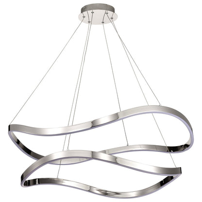 Nuvo Sylas 37in 1-Light LED Pendant | Modern Polished Nickel Aluminum and Steel | Living Room & Dining Room | 5120 Lumens 3000K 90 CRI | Model 62-2431