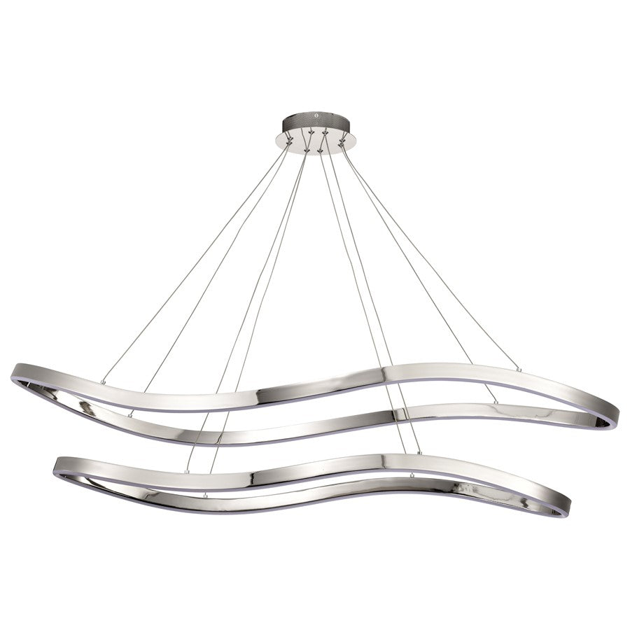 Nuvo Sylas 48in 1-Light LED Pendant | Modern Polished Nickel Aluminum and Steel | Kitchen Island & Dining Room | 48 x 20 x 118 in | Model 62-2432