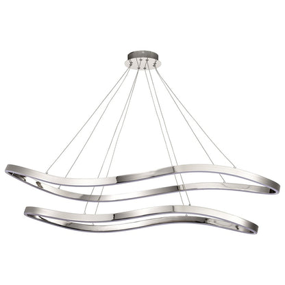 Nuvo Sylas 48in 1-Light LED Pendant | Modern Polished Nickel Aluminum and Steel | Kitchen Island & Dining Room | 48 x 20 x 118 in | Model 62-2432