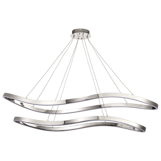 Nuvo Sylas 48in 1-Light LED Pendant | Modern Polished Nickel Aluminum and Steel | Kitchen Island & Dining Room | 48 x 20 x 118 in | Model 62-2432