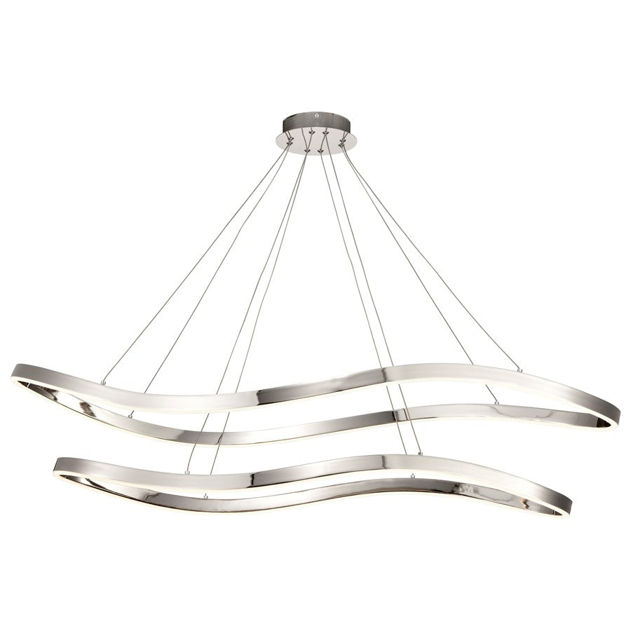 Nuvo Sylas 48in 1-Light LED Pendant | Modern Polished Nickel Aluminum and Steel | Kitchen Island & Dining Room | 48 x 20 x 118 in | Model 62-2432