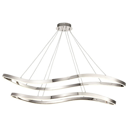 Nuvo Sylas 48in 1-Light LED Pendant | Modern Polished Nickel Aluminum and Steel | Kitchen Island & Dining Room | 48 x 20 x 118 in | Model 62-2432