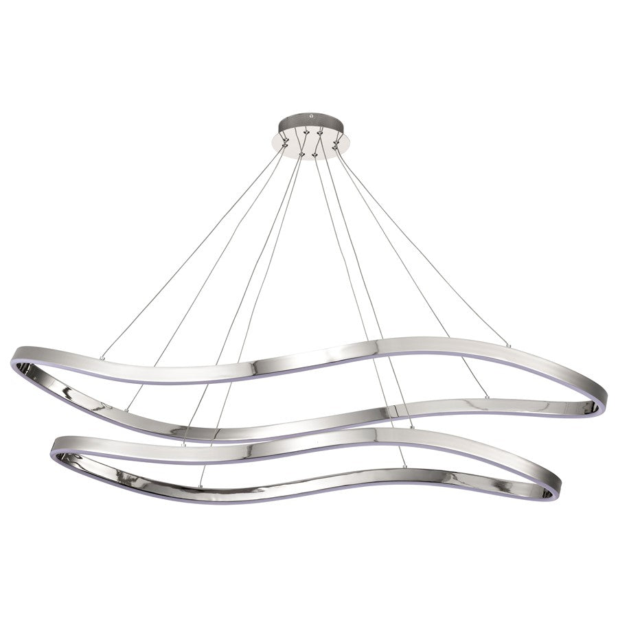 Nuvo Sylas 48in 1-Light LED Pendant | Modern Polished Nickel Aluminum and Steel | Kitchen Island & Dining Room | 48 x 20 x 118 in | Model 62-2432