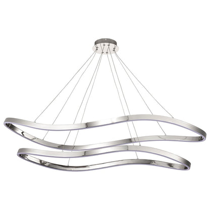 Nuvo Sylas 48in 1-Light LED Pendant | Modern Polished Nickel Aluminum and Steel | Kitchen Island & Dining Room | 48 x 20 x 118 in | Model 62-2432