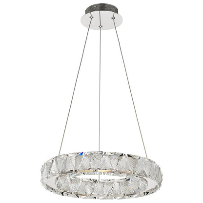Nuvo Lighting Asher 15in LED Pendant | Contemporary Polished Nickel Steel and K9 Crystal | Kitchen Island & Dining Room | 2160 Lumens | Model 62-2441
