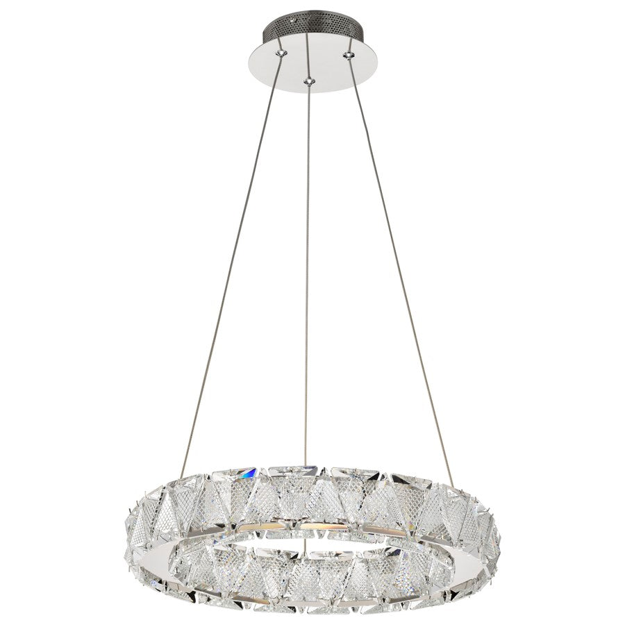 Nuvo Lighting Asher 15in LED Pendant | Contemporary Polished Nickel Steel and K9 Crystal | Kitchen Island & Dining Room | 2160 Lumens | Model 62-2441