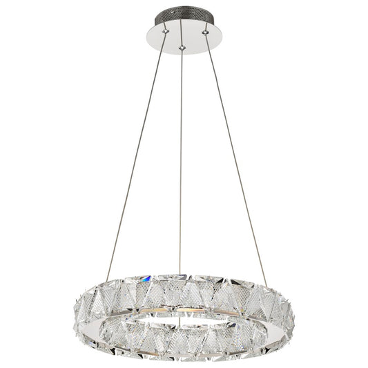Nuvo Lighting Asher 15in LED Pendant | Contemporary Polished Nickel Steel and K9 Crystal | Kitchen Island & Dining Room | 2160 Lumens | Model 62-2441