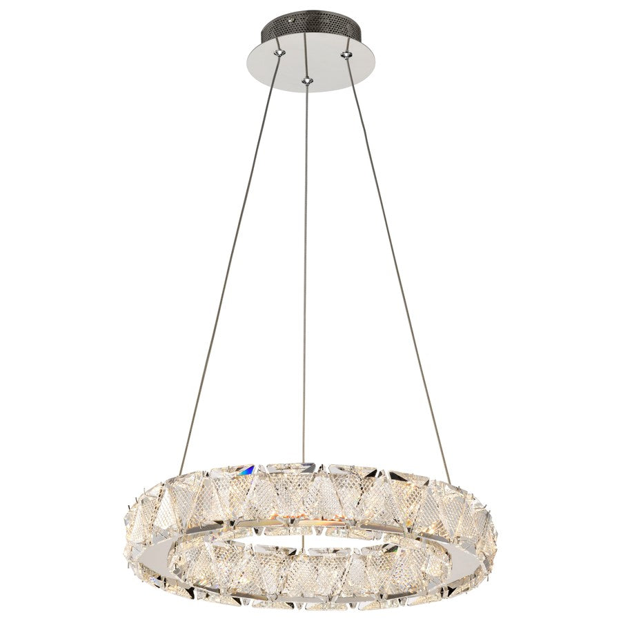 Nuvo Lighting Asher 15in LED Pendant | Contemporary Polished Nickel Steel and K9 Crystal | Kitchen Island & Dining Room | 2160 Lumens | Model 62-2441