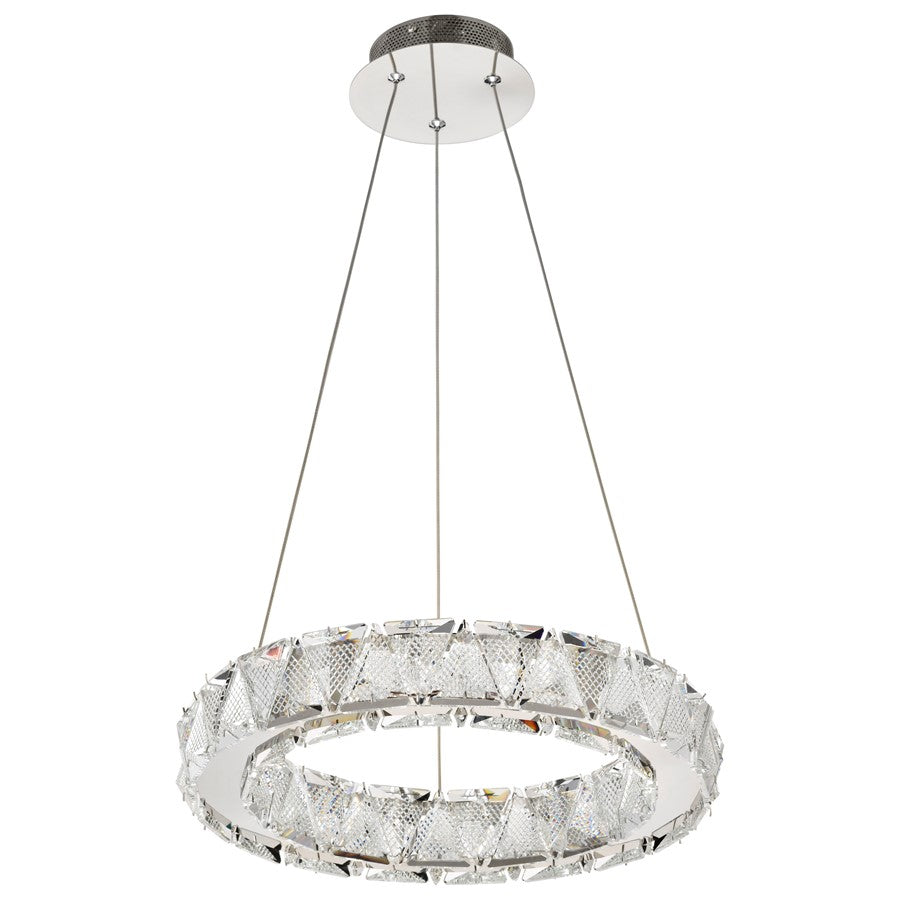 Nuvo Lighting Asher 15in LED Pendant | Contemporary Polished Nickel Steel and K9 Crystal | Kitchen Island & Dining Room | 2160 Lumens | Model 62-2441