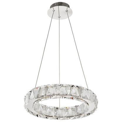 Nuvo Lighting Asher 15in LED Pendant | Contemporary Polished Nickel Steel and K9 Crystal | Kitchen Island & Dining Room | 2160 Lumens | Model 62-2441