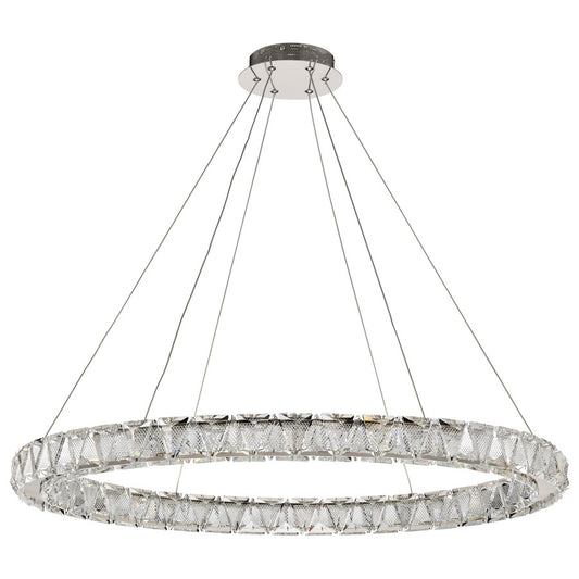 Nuvo Lighting Asher 36in 1-Light LED Pendant | Contemporary Polished Nickel Steel and K9 Crystal | Living Room & Dining Room | 35.5 x 35.5 | Model 62-2442