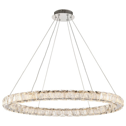 Nuvo Lighting Asher 36in 1-Light LED Pendant | Contemporary Polished Nickel Steel and K9 Crystal | Living Room & Dining Room | 35.5 x 35.5 | Model 62-2442