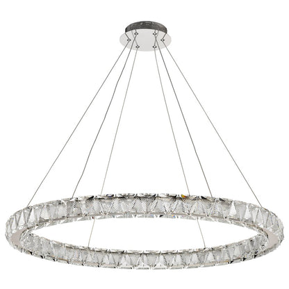 Nuvo Lighting Asher 36in 1-Light LED Pendant | Contemporary Polished Nickel Steel and K9 Crystal | Living Room & Dining Room | 35.5 x 35.5 | Model 62-2442