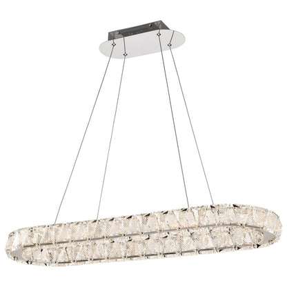 Nuvo Lighting Asher 36in 1-Light LED Oval Pendant | Contemporary Polished Nickel Steel and K9 Crystal | Kitchen Island & Dining Room | Model 62-2443