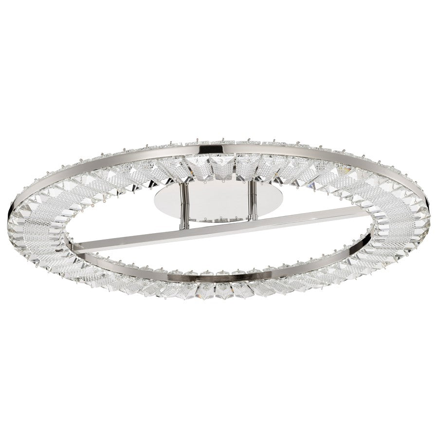 Nuvo Lighting Nova 23in LED Round Flush Mount | Contemporary Polished Nickel and K9 Crystal | Bedroom & Hallway Ceiling Light | 2720 | Model 62-2444