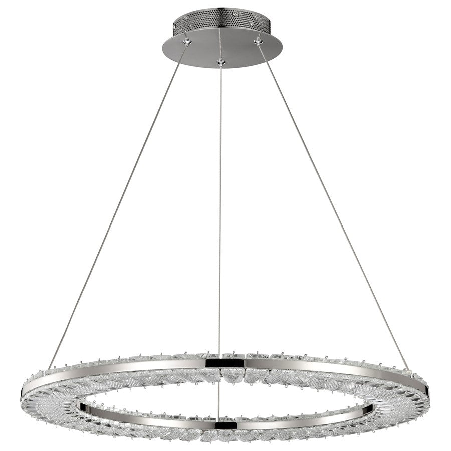 Nuvo Nova 23in LED Round Pendant | Contemporary Polished Nickel and K9 Crystal | Kitchen Island & Dining Room | 2720 Lumens 3000K 90 CRI | Model 62-2446