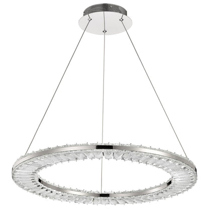 Nuvo Nova 23in LED Round Pendant | Contemporary Polished Nickel and K9 Crystal | Kitchen Island & Dining Room | 2720 Lumens 3000K 90 CRI | Model 62-2446