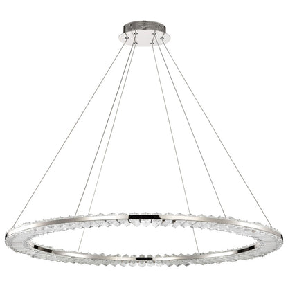 Nuvo Nova 36in LED Round Pendant | Contemporary Polished Nickel Steel and K9 Crystal | Living Room & Dining Room | 3840 Lumens 3000K | Model 62-2447