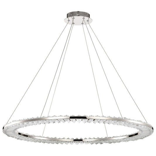 Nuvo Nova 36in LED Round Pendant | Contemporary Polished Nickel Steel and K9 Crystal | Living Room & Dining Room | 3840 Lumens 3000K | Model 62-2447