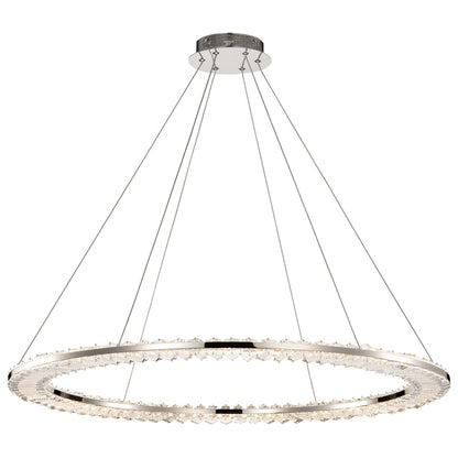 Nuvo Nova 36in LED Round Pendant | Contemporary Polished Nickel Steel and K9 Crystal | Living Room & Dining Room | 3840 Lumens 3000K | Model 62-2447