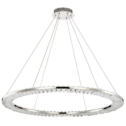 Nuvo Nova 36in LED Round Pendant | Contemporary Polished Nickel Steel and K9 Crystal | Living Room & Dining Room | 3840 Lumens 3000K | Model 62-2447