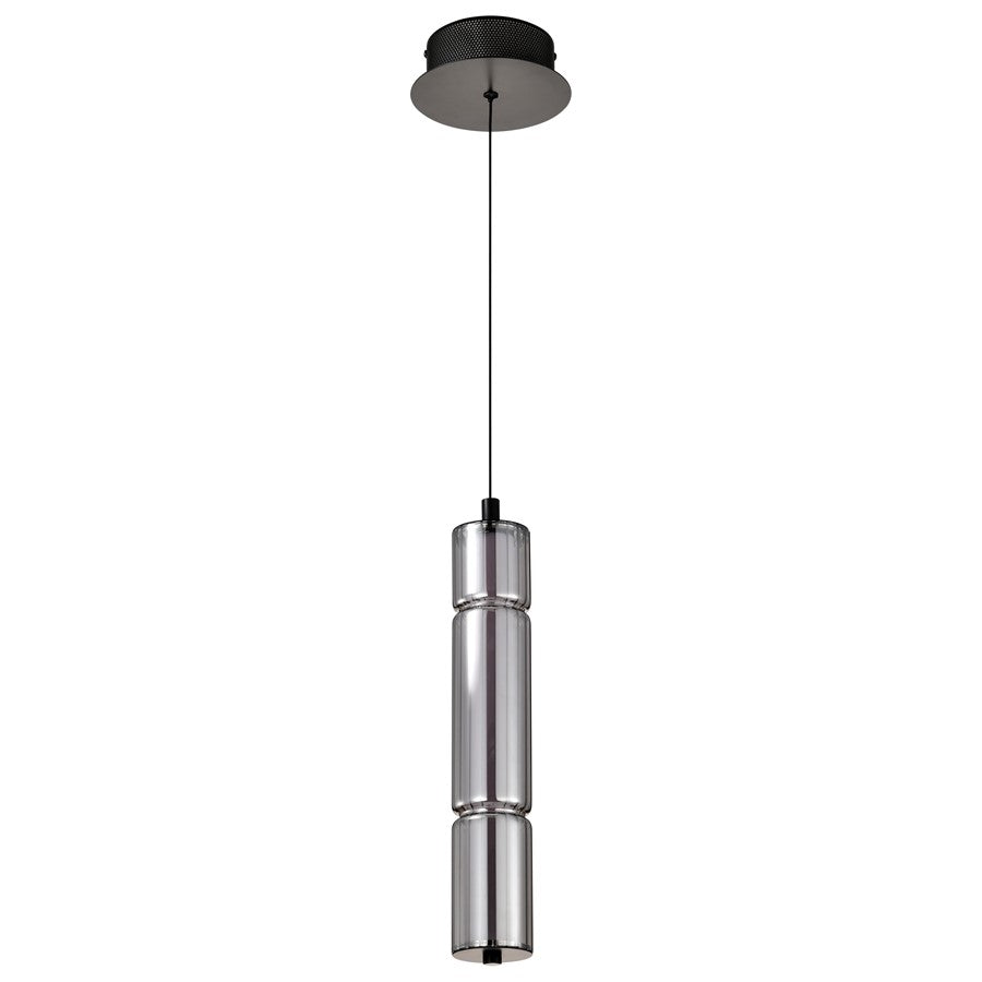 Nuvo Evander 16in 1-Light LED Mini Pendant | Modern Matte Black Aluminum and Smoked Glass | Kitchen Island & Dining Room | 1120 Lumens | Model 62-2451