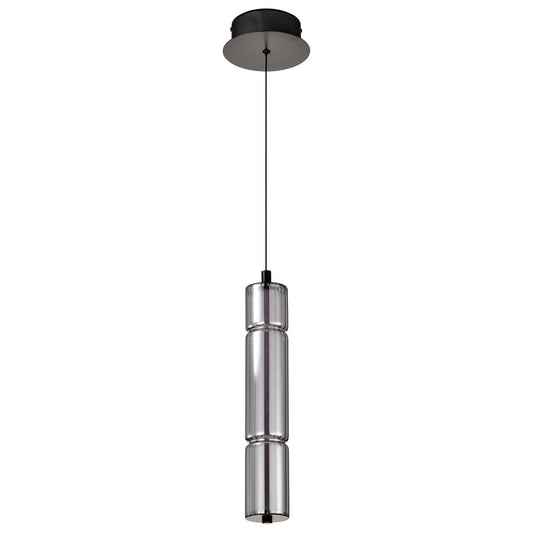 Nuvo Evander 16in 1-Light LED Mini Pendant | Modern Matte Black Aluminum and Smoked Glass | Kitchen Island & Dining Room | 1120 Lumens | Model 62-2451