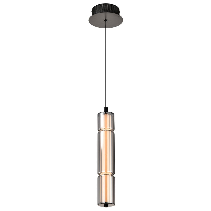Nuvo Evander 16in 1-Light LED Mini Pendant | Modern Matte Black Aluminum and Smoked Glass | Kitchen Island & Dining Room | 1120 Lumens | Model 62-2451