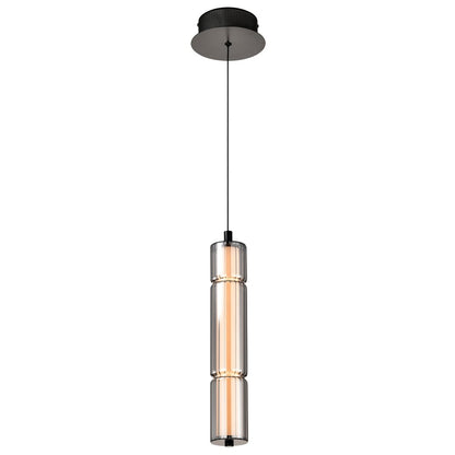 Nuvo Evander 16in 1-Light LED Mini Pendant | Modern Matte Black Aluminum and Smoked Glass | Kitchen Island & Dining Room | 1120 Lumens | Model 62-2451