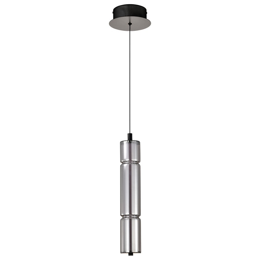 Nuvo Evander 16in 1-Light LED Mini Pendant | Modern Matte Black Aluminum and Smoked Glass | Kitchen Island & Dining Room | 1120 Lumens | Model 62-2451