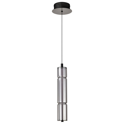 Nuvo Evander 16in 1-Light LED Mini Pendant | Modern Matte Black Aluminum and Smoked Glass | Kitchen Island & Dining Room | 1120 Lumens | Model 62-2451