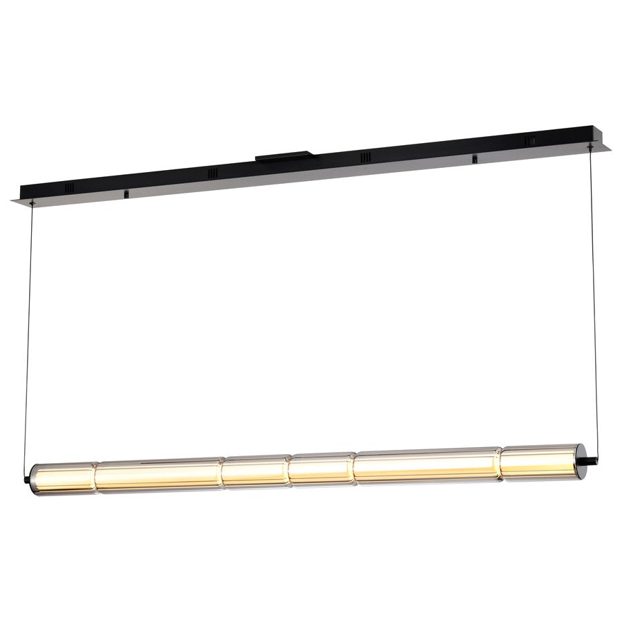 Nuvo Evander 50in LED Island Pendant | Modern Matte Black Aluminum and Smoked Glass | Kitchen Island & Dining Room | 4000 Lumens, 3000K | Model 62-2452