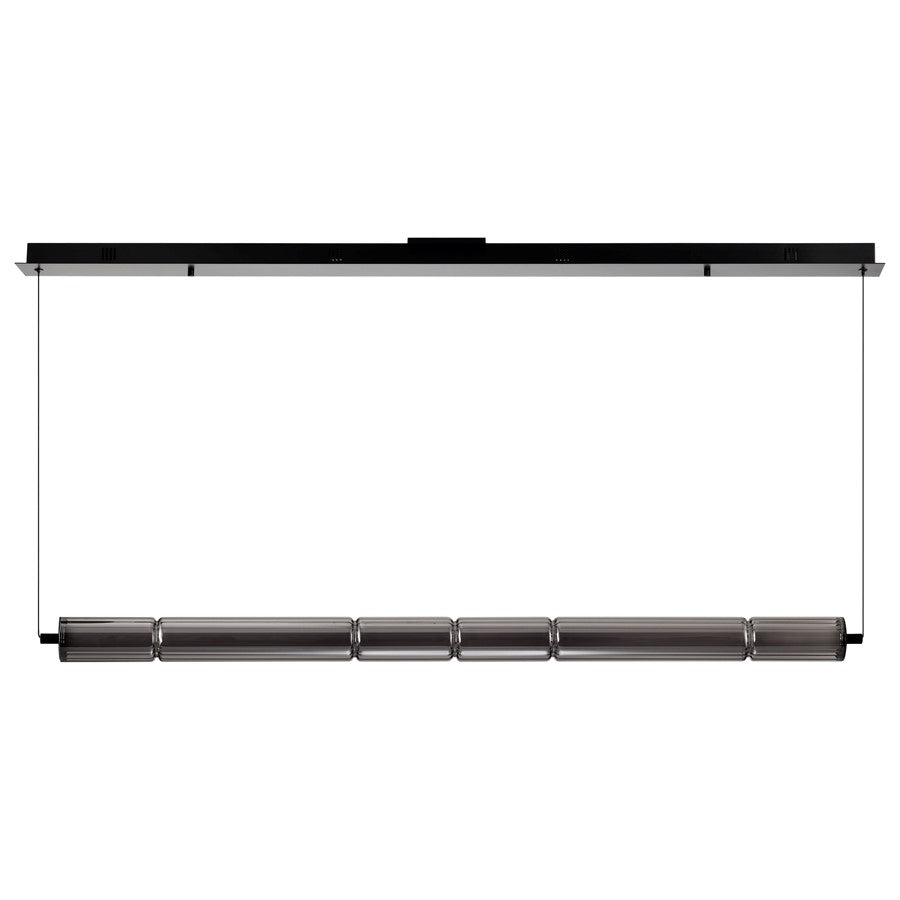 Nuvo Evander 50in LED Island Pendant | Modern Matte Black Aluminum and Smoked Glass | Kitchen Island & Dining Room | 4000 Lumens, 3000K | Model 62-2452