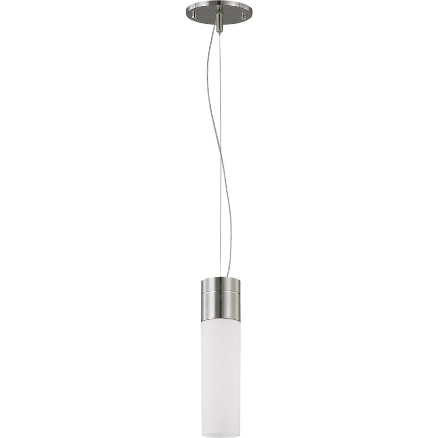 LED Mini Pendant, White Glass- Brushed Nickel