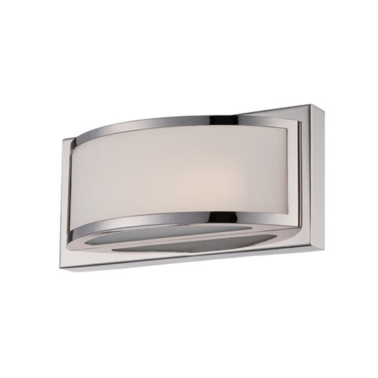 Nuvo Mercer 10in 1-Light Wall Sconce | Contemporary Polished Nickel and Frosted Glass | Hallway & Bathroom Accent | 10 x 4.125 x 3.5 in | Model 62-311
