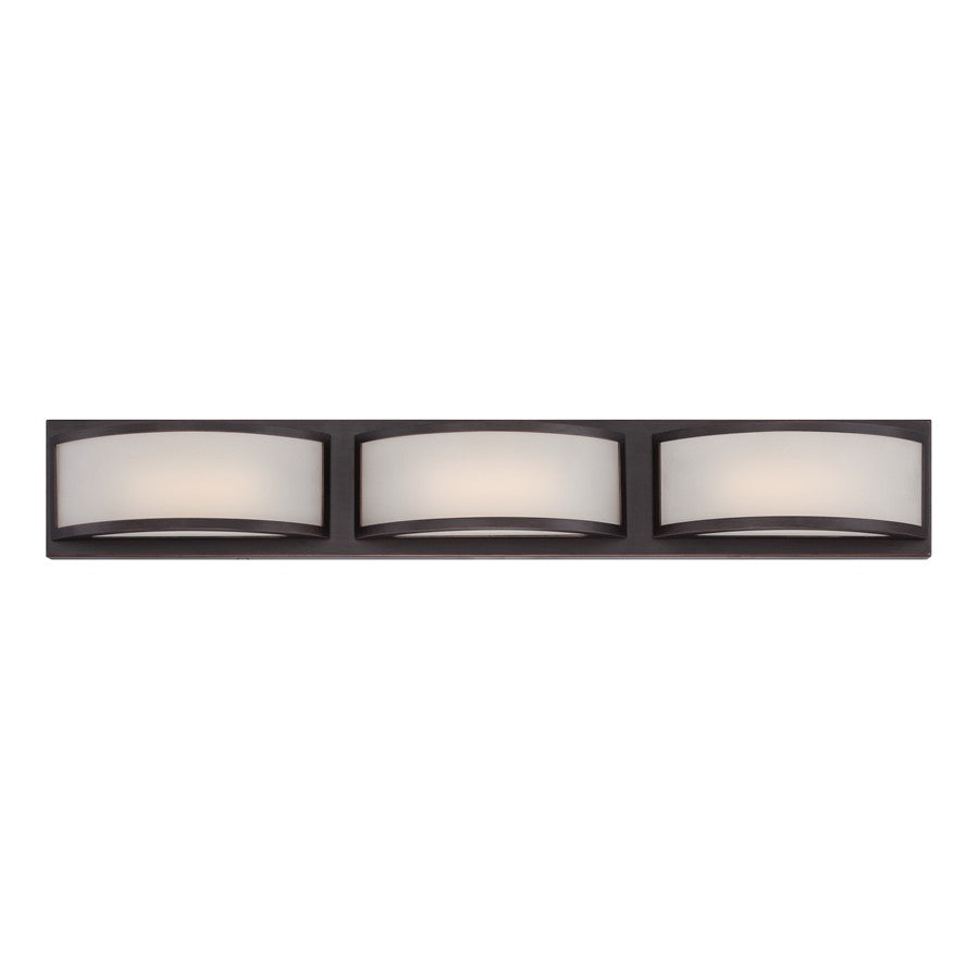 Nuvo Mercer 27.9in 3-Light Wall Sconce | Contemporary Georgetown Bronze and Frosted Glass | Hallway & Bathroom Accent | 27.9 x 3.5 x 4 in | Model 62-316