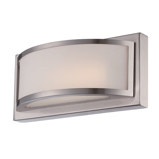 Nuvo Mercer 10in 1-Light Wall Sconce | Contemporary Brushed Nickel and Frosted Glass | Hallway & Bathroom Accent | 10 x 3.5 x 4.125 in | Model 62-317