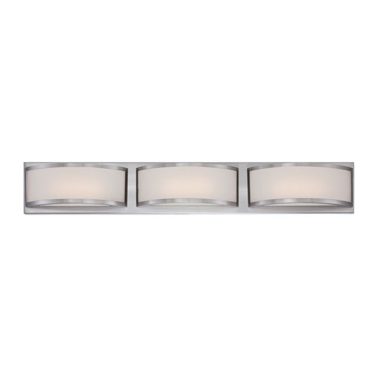Nuvo Lighting Mercer 28in 3-LED Wall Sconce | Contemporary Brushed Nickel and Frosted Glass | Bathroom & Vanity Light | 27.875 x 4 x 3.5 in | Model 62-319