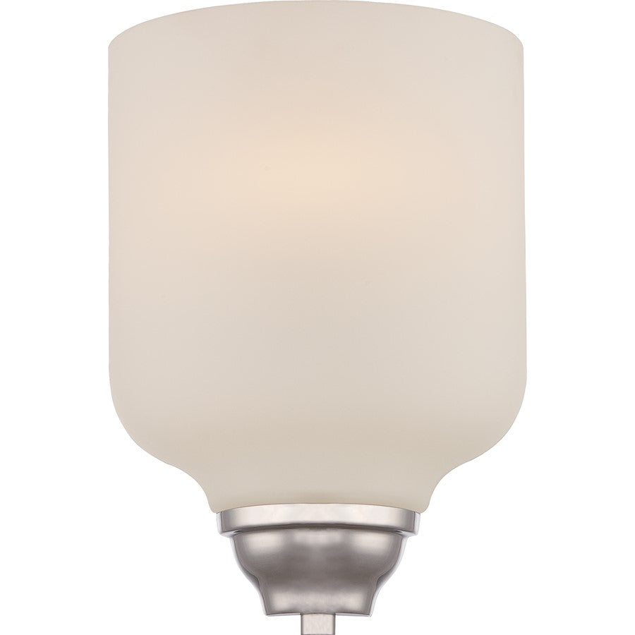 Nuvo Kirk 1-Light Wall Sconce | Transitional Polished Nickel and Etched Opal Glass | Bathroom & Hallway Accent | 809 Lumens, 2700K | Model 62-381