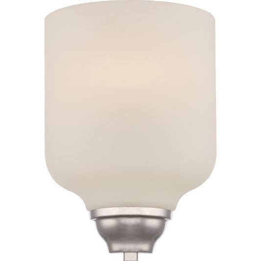 Nuvo Kirk 1-Light Wall Sconce | Transitional Polished Nickel and Etched Opal Glass | Bathroom & Hallway Accent | 809 Lumens, 2700K | Model 62-381