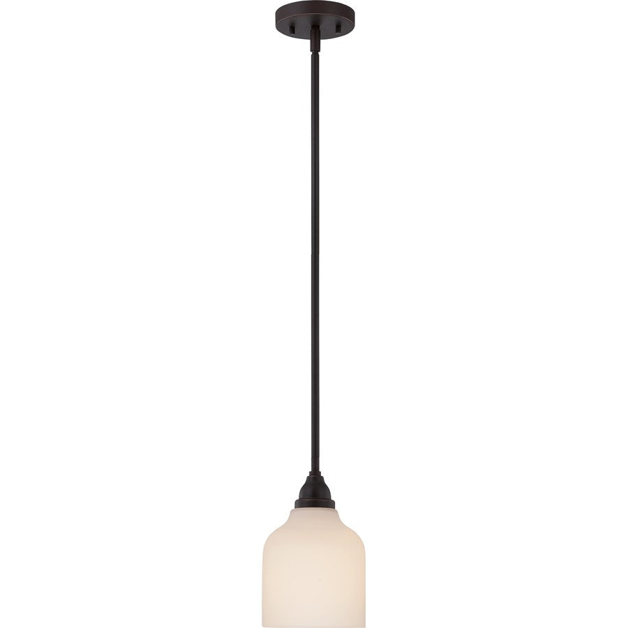 Nuvo Kirk 6in 1-Light Mini Pendant | Transitional Mahogany Bronze and Etched Opal Glass | Kitchen Island & Dining Room | 809 Lumens 2700K | Model 62-392