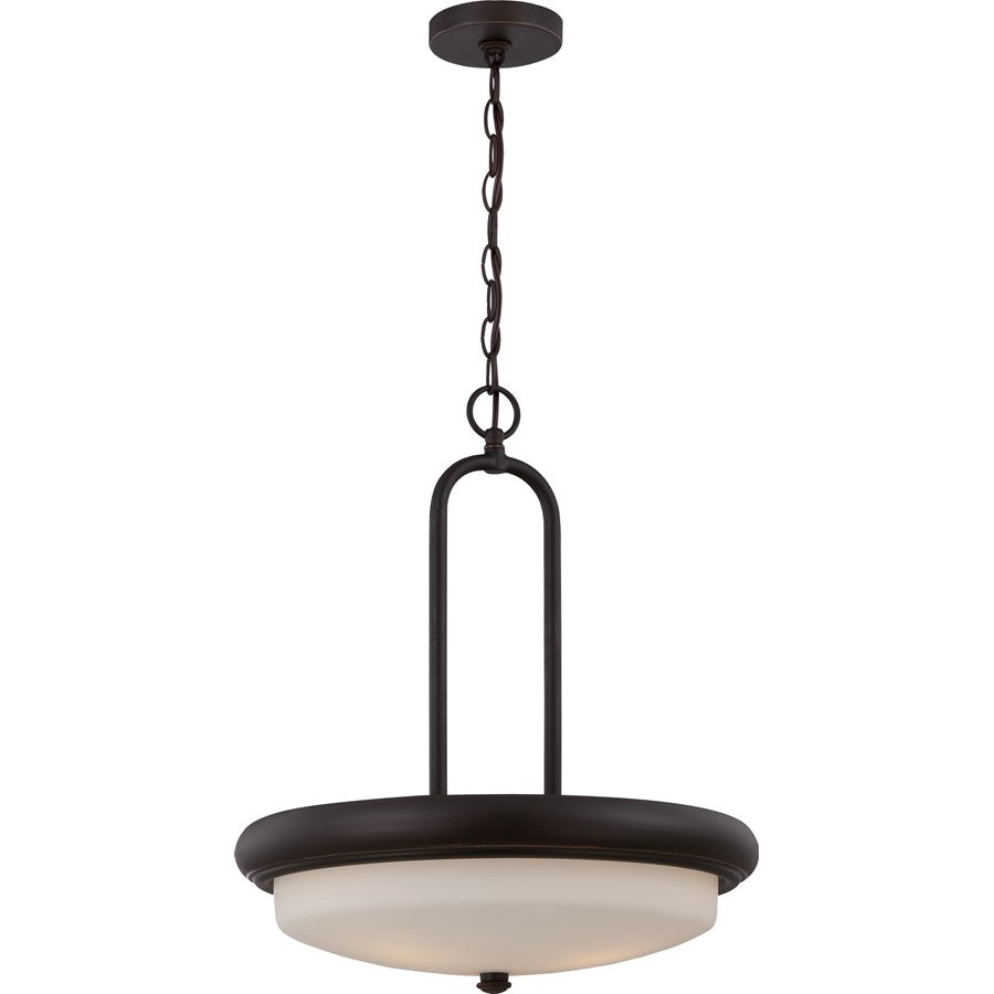 Nuvo Dylan 18in 3-Light Pendant | Transitional Mahogany Bronze and Etched Opal Glass | Kitchen Island & Dining Room | 18 x 18 x 21 in | Model 62-415