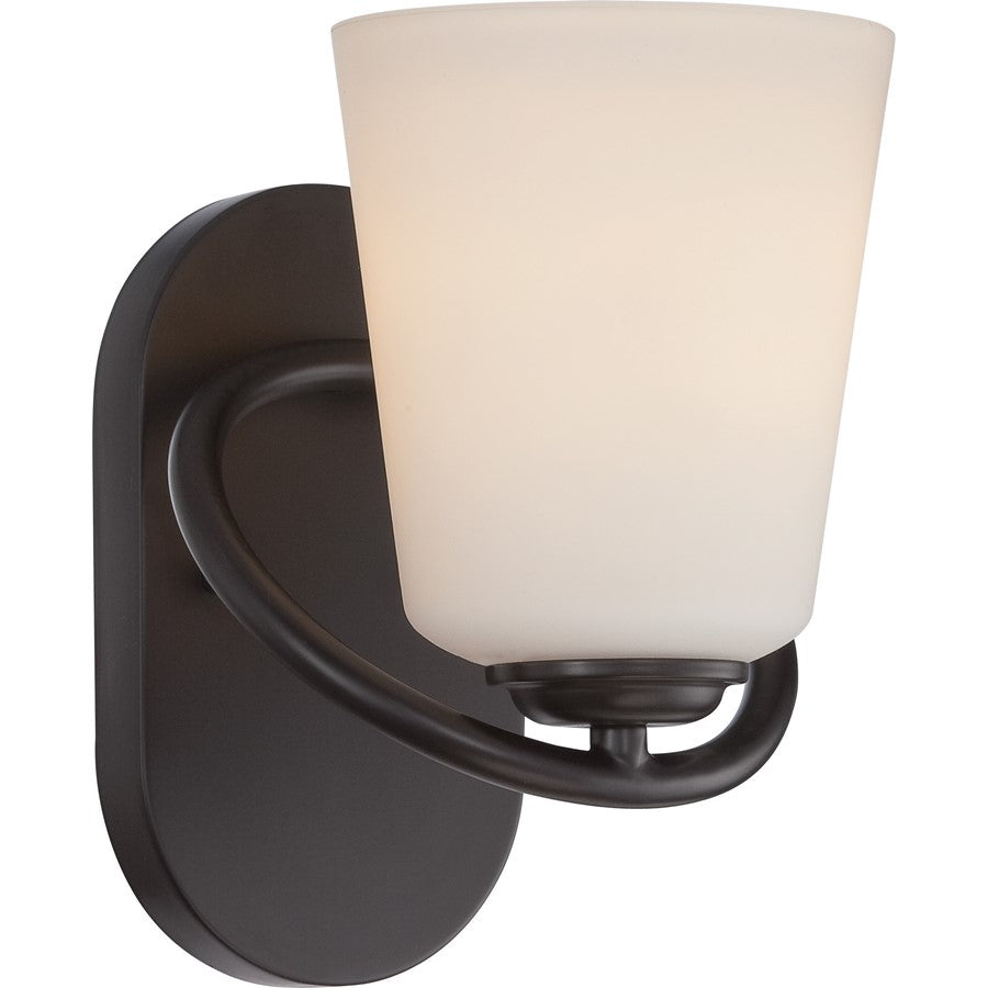 Nuvo Dylan 1-Light Vanity Light | Transitional Mahogany Bronze and Satin White Glass | Bathroom Vanity | 6.5 x 8.62 in, 809 Lumens | Model 62-416