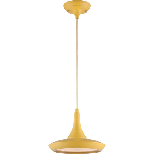 Nuvo Lighting Fantom 10.5in 1-Light LED Pendant | Transitional Yellow and Frosted Glass | Kitchen Island & Dining Room | 10.5 x 46.62 in | Model 62-441