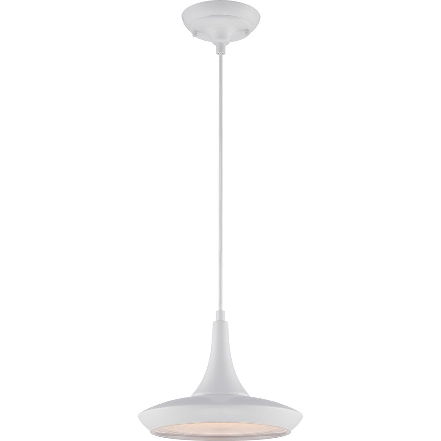 Nuvo Lighting Fantom 10.5in 1-Light LED Pendant | Transitional White and Frosted Glass | Kitchen Island & Dining Room | 10.5 x 46.62 in | Model 62-442