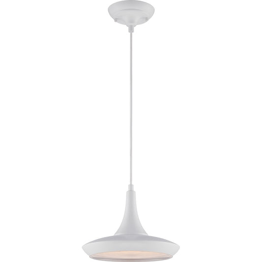 Nuvo Lighting Fantom 10.5in 1-Light LED Pendant | Transitional White and Frosted Glass | Kitchen Island & Dining Room | 10.5 x 46.62 in | Model 62-442