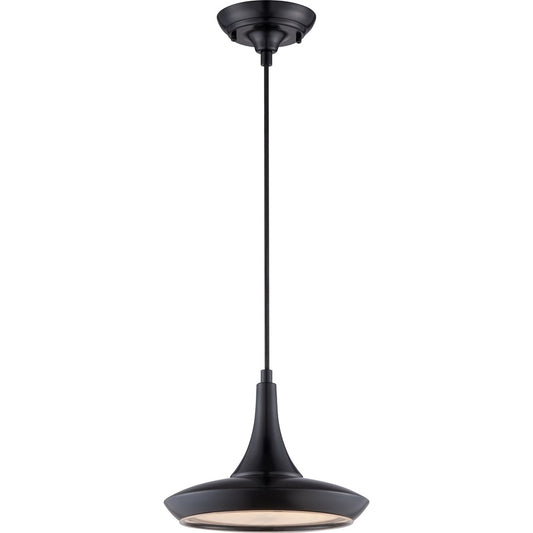 Nuvo Lighting Fantom 10.5in 1-Light Pendant | Industrial Black and Frosted Glass | Kitchen Island & Dining Room | 10.5 x 46.62 in | Model 62-443