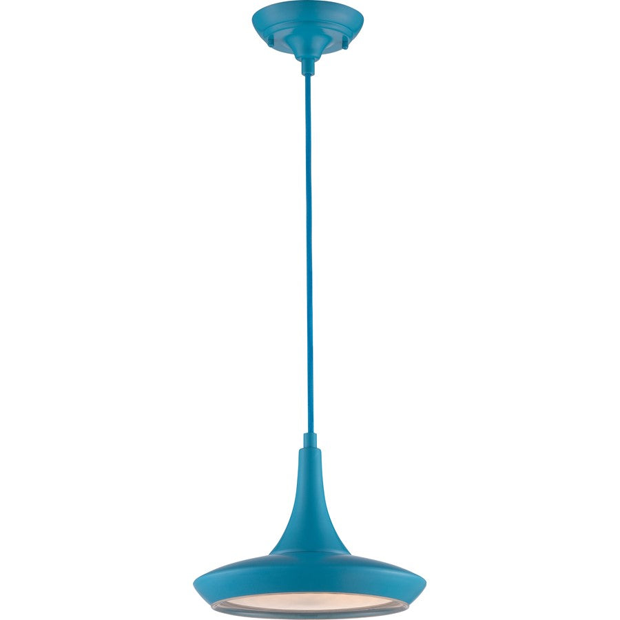 Nuvo Lighting Fantom 10.5in 1-Light LED Pendant | Transitional Blue and Frosted Glass | Kitchen Island & Dining Room | 10.5 x 10.5 x 46.62 | Model 62-444