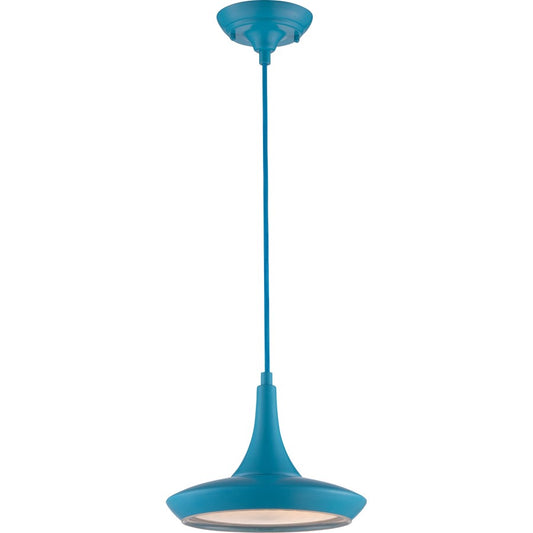 Nuvo Lighting Fantom 10.5in 1-Light LED Pendant | Transitional Blue and Frosted Glass | Kitchen Island & Dining Room | 10.5 x 10.5 x 46.62 | Model 62-444
