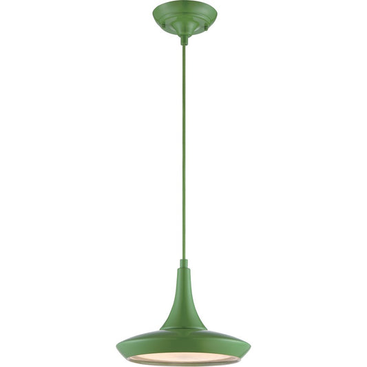 Nuvo Lighting Fantom 10.5in 1-Light LED Pendant | Transitional Green and Frosted Glass | Kitchen Island & Dining Room | 10.5 x 10.5 x 46.62 | Model 62-445